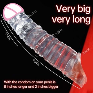 Préservatif extra long de 9 pouces (23 cm) avec anneau retardateur d'éjaculation, jouet sexuel vibrant, préservatif <span class=keywords><strong>XXL</strong></span>-<span class=keywords><strong>XXL</strong></span>-<span class=keywords><strong>XXL</strong></span> pour hommes, pour une durée sexuelle prolongée - Product Image 4