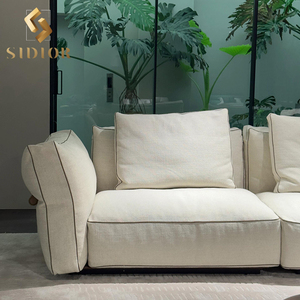 Cổ Điển Hiện Đại Ý Trắng L Hình Dạng 3 Chỗ Ngồi Nhung Vải Lanh Nhà Sảnh Sofa Ghế Cho Phòng Khách Biệt Thự - Product Image 3