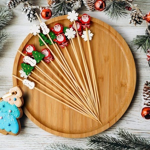 High Quality Christmas Fruit Skewer Sticks Disposable Bamboo Wooden Skewers Xmas Tree Elk Santa Decorative <b>Toothpicks</b> - Product Image 3