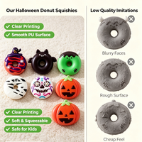 Jouet Squishy Donut d'Halloween en PU à Remontée Lente, Jouet à Presser, Cadeau de Fête d'Halloween, Jouets Anti-Stress pour Enfants