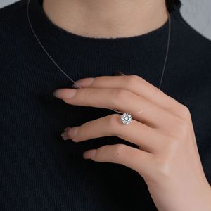 <span class=keywords><strong>Collana</strong></span> da Donna in Argento Sterling S925 Placcato con Pendente a Cerchio a Goccia di Sirena in Moissanite, Catena Versatile per Clavicola, Delicata - Product Image 2