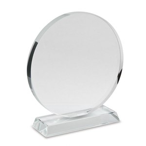 Trofeo de Vidrio Redondo Liso con Impresión UV, 100 mm de Diámetro, Base de 19 mm, para Premios, Ferias Comerciales, Hecho de Papel de Calidad - Product Image 1