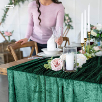 Décoration de mariage de luxe taille personnalisée chemin de table en velours concassé vert émeraude