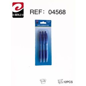 MNJ Ballpoint Pens Blue 3Pcs Pack Ref 04568 - Product Image 2