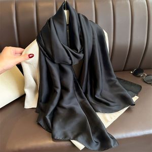 Bestella Women's Spring/Summer Joker Scarf Simple Long Satin Polyester Silk Solid Color Beach Middle East Scarf for Beach Travel - Product Image 5