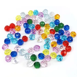 100pcs Crystal Acrylic 8mm Decorative Hand Briolette Faceted Rondelle Crystal Finding Spacer Gemstone Loose Beads