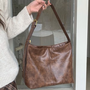Brown Tote Bag Horizontal <b>Square</b> Solid Color Zipper Closure Everyday Outfits Korean Style Shoulder Crossbody Bag H8926 - Product Image 3
