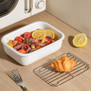 Bandeja de Cerámica Rectangular para Hornear con Rejilla, Apta para Horno, Vaporera y Microondas, para Guarnecidos al Gratinar - Product Image 2