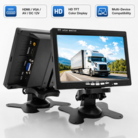 Monitor LCD IPS Portátil Comercial de 7 Pulgadas para Vehículos, con Entrada VGA y AV, Pantalla HD para Cámara de Reversa de Camiones, Sistema CCTV