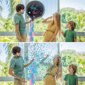 Kit de guirlande d'arche de ballons confettis épaissis rose et bleu de 36 pouces pour révélation du sexe, pour la vente en gros, au détail et la décoration de fêtes - Product Image 2