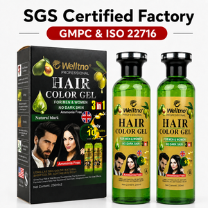 Gel Colorante per Capelli Nero di Alta Qualità, 100% Copertura Capelli Grigi, Inocuo, <span class=keywords><strong>Senza</strong></span> <span class=keywords><strong>Ammoniaca</strong></span>, Lunga Durata, Rapido in 5 Minuti, OEM - Product Image 1