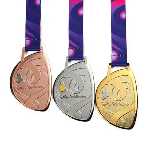 Esank-medallas personalizadas de oro brillante, plata y bronce, precio de fábrica