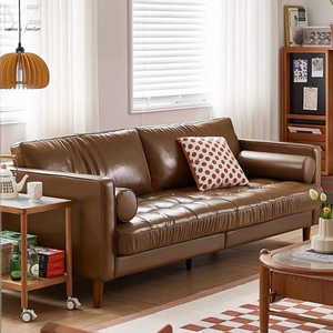 Sofá italiano de cuero de alta calidad, 3 asientos tapizados de cuero genuino, juego de sofá Seccional de esquina, <span class=keywords><strong>muebles</strong></span> de sala de estar - Product Image 2