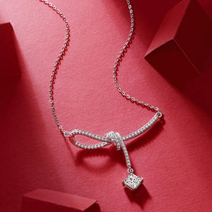 สร้อยคอจี้เงินแท้ S925สำหรับผู้หญิงสร้อยคอเพชรโมอิสแฟชั่นของขวัญแต่งงาน - Product Image 4