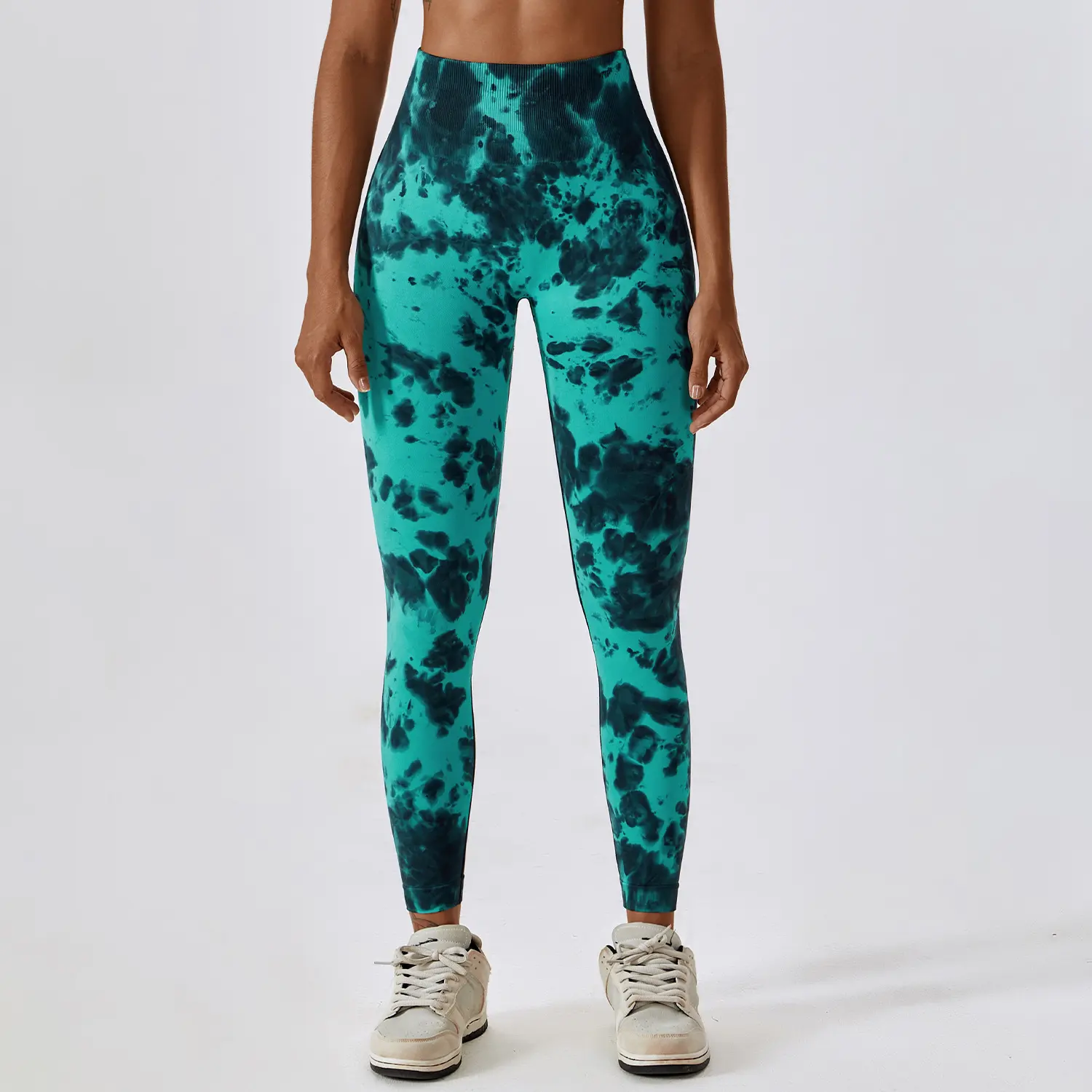 Women Sportswear Yoga Seamless Fabric TIE Dye legging Breathable Nylon and Spandex Scrunch Design Workout Gym Apparel