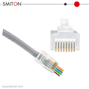 Ethernet RJ45 Connector Cat5e Cat6 Pass Through 8P8C Modular <strong>Plug</strong> UTP <strong>Cat</strong> 6 RJ45 Connector - Product Image 2