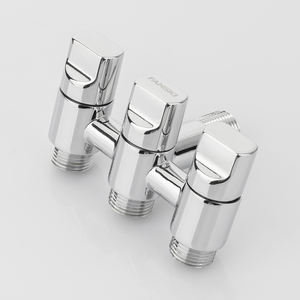 Messing Ein-Einlass-Drei-Auslass-Eckventil Waschmaschinen-Wasserhahn 1-zu-3-Verteiler-Adapter Multifunktions-Wasserhahn Chrom-Finish - Product Image 2
