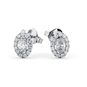 Boucles d'oreilles simples et classiques en or massif 10K 14K 18K femme boucles d'oreilles Halo fines certifiées IGI coupe ovale boucles d'oreilles en diamant cultivées en laboratoire femmes - Product Image 3