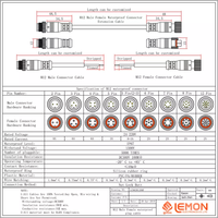Connecteurs circulaires étanches M12 6 broches mâle-femelle pour éclairage LED