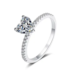 Fashion Wedding Jewelry Heart GRA Moissanite Ring 925 Sterling Silver Rings Women Jewelry