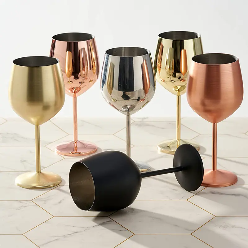 New Wine Glass Champagne Cocktail Drinking Cup Stainless Steel Goblet Wine Glasses 18/8 Metal Red Wine Glass Cup