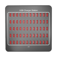 Pengisi Daya USB Desktop Tablet Ponsel 60 Port 300W Stasiun Pengisian Cepat Deteksi Cerdas Hub USB PD Listrik Ponsel Tahan Api