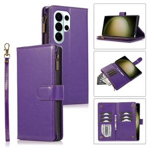 Étui portefeuille en cuir avec 9 emplacements pour cartes pour Galaxy S26, pour <span class=keywords><strong>Samsung</strong></span> A37/A57/A56/A55, style fermeture éclair, emplacement pour cartes - Product Image 4