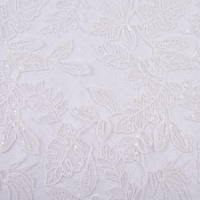 Tissu en tulle respirant multicolore blanc 100 % polyester avec broderie de sequins, vente en gros