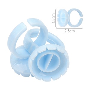 Pinky Leem Private Label Disposable <b>Plastics</b> White Blue Pink Glue Ring Eyelash Glue <b>Holder</b> Lash Blooming Cup Glue Rings - Product Image 6