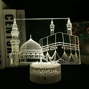 Muslim Mosque 3D Night Lamp RGBw Colors Changing Cool Ramadan Gift Acrylic LED Night Light for Home Decor <strong>Nightlight</strong> Dropship - Product Image 1
