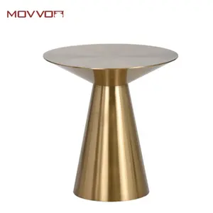 Mesa auxiliar dorada de nuevo diseño, mesa lateral redonda de acero inoxidable dorada moderna, gran oferta