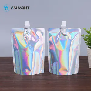 Kaida hot sale Laminated plastic Material Printed holographic Spout pouches bags food Drinks/Milk/Jelly/Liquid/packaging