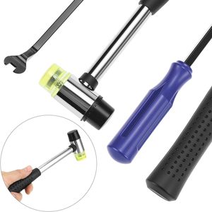 Kit d'outils de débosselage de carrosserie en acier inoxydable, extracteur de réparation de pare-chocs, levier, crochet, tige de levage, grandes tiges courbées, <span class=keywords><strong>maillet</strong></span> en <span class=keywords><strong>caoutchouc</strong></span> - Product Image 6