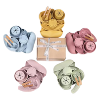 Lot de 7 pièces : Ensemble d'alimentation moderne en silicone écologique pour bébé, comprenant une tasse à bec anti-fuite et un bol à ventouse avec assiette en silicone, sans BPA, pour les entreprises alimentaires