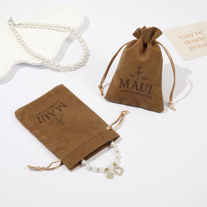 Pochette en velours personnalisée avec cordon <span class=keywords><strong>de</strong></span> serrage pour collier avec logo, sac en velours avec cordon <span class=keywords><strong>de</strong></span> serrage pour emballage <span class=keywords><strong>de</strong></span> bijoux, impression sérigraphique - Product Image 4