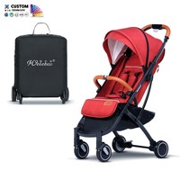 Poussette de voyage compacte pliable en alliage d'aluminium léger et lin avec amortisseur à quatre roues