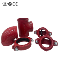 Raccord de tuyauterie rainuré 300 PSI en fonte ductile ASTM A536 300 PSI UL FM Coude Té Réducteur pour système de protection incendie par sprinklers