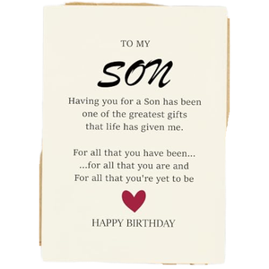 Tarjeta de Felicitación Minimalista con Crema y Corazón <span class=keywords><strong>Rojo</strong></span> para <span class=keywords><strong>el</strong></span> Cumpleaños de Mi <span class=keywords><strong>Hijo</strong></span>, Tarjeta de Regalo con Mensaje Escrito a Mano para Deseos de Cumpleaños - Product Image 1