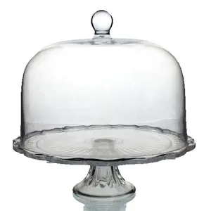 Hot sale glass cake stand with dome
