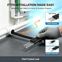 Menyediakan Sertifikat Kabel Drop FTTH Serat Optik Tahan Tarik Tinggi Tipe Bow G.652 Fiber PVC Indoor/Outdoor Putih Solusi ISP