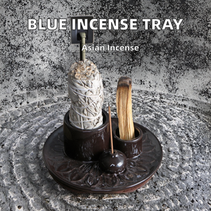 Lámpara de Perfume de Cerámica Azul de Estilo Nórdico con Porta Incienso de Sándalo, Difusor Aromático Ecológico para el Ambiente del Hogar - Product Image 3