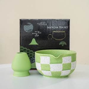 Bol à Matcha de grande capacité en céramique lisse PC motif à carreaux résistant aux hautes températures pour le service du <span class=keywords><strong>thé</strong></span> outil de cérémonie du <span class=keywords><strong>thé</strong></span> - Product Image 4