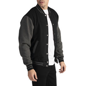 Chaqueta con letras de béisbol bordada personalizada 2025 para hombre, estilo callejero, cuello levantado fino, Mangas de cuero, chaquetas para hombre - Product Image 3