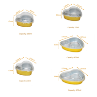 Boîte en papier en forme de cœur pour la cuisson des gâteaux, moule à œufs, gâteau mochi, boîte d'emballage pour pudding, four, aluminium en forme de cœur doré
