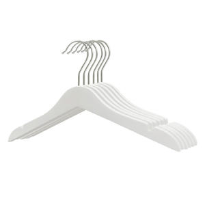 Cintres en bois blanc pour bébé, vente chaude en usine, livraison à temps, 2025, pour garçons et filles, écologiques, gain de place, antidérapants, avec pochette - Product Image 2