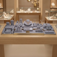 Ensemble de présentoirs de luxe pour bijoux, vitrine de magasin, présentoir de comptoir, support de présentation pour bagues, colliers, boucles d'oreilles, en métal