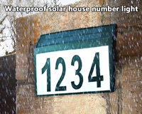 Lampe solaire LED pour numéro de maison, extérieur, étanche, panneau d'adresse lumineux, plaque de porte de jardin, lampe murale LED