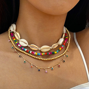 Vintage Katmanlı Deniz Kabuğu Boncuklu Alaşımlı Altın Kaplama Sevimli Deniz Yıldızı Kolye İsteğe Bağlı Boyun Askısı Boho Plaj Tatili Takısı Kadınlar İçin - Product Image 6