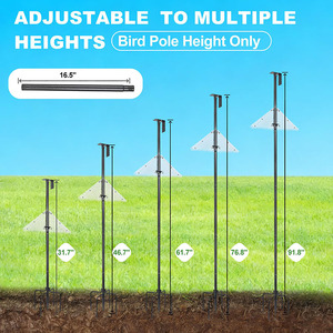 Station d'alimentation pour oiseaux JH-Mech 92 pouces avec déflecteur anti-écureuils, avec ressort en acier inoxydable, hauteur réglable, poteau d'alimentation pour oiseaux en métal - Product Image 4
