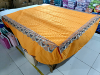 NOUVEAU Ensemble de literie avec jupe de lit en dentelle de couleur unie orange 5 pièces avec rideaux Prêt à être expédié pour lit 3 places